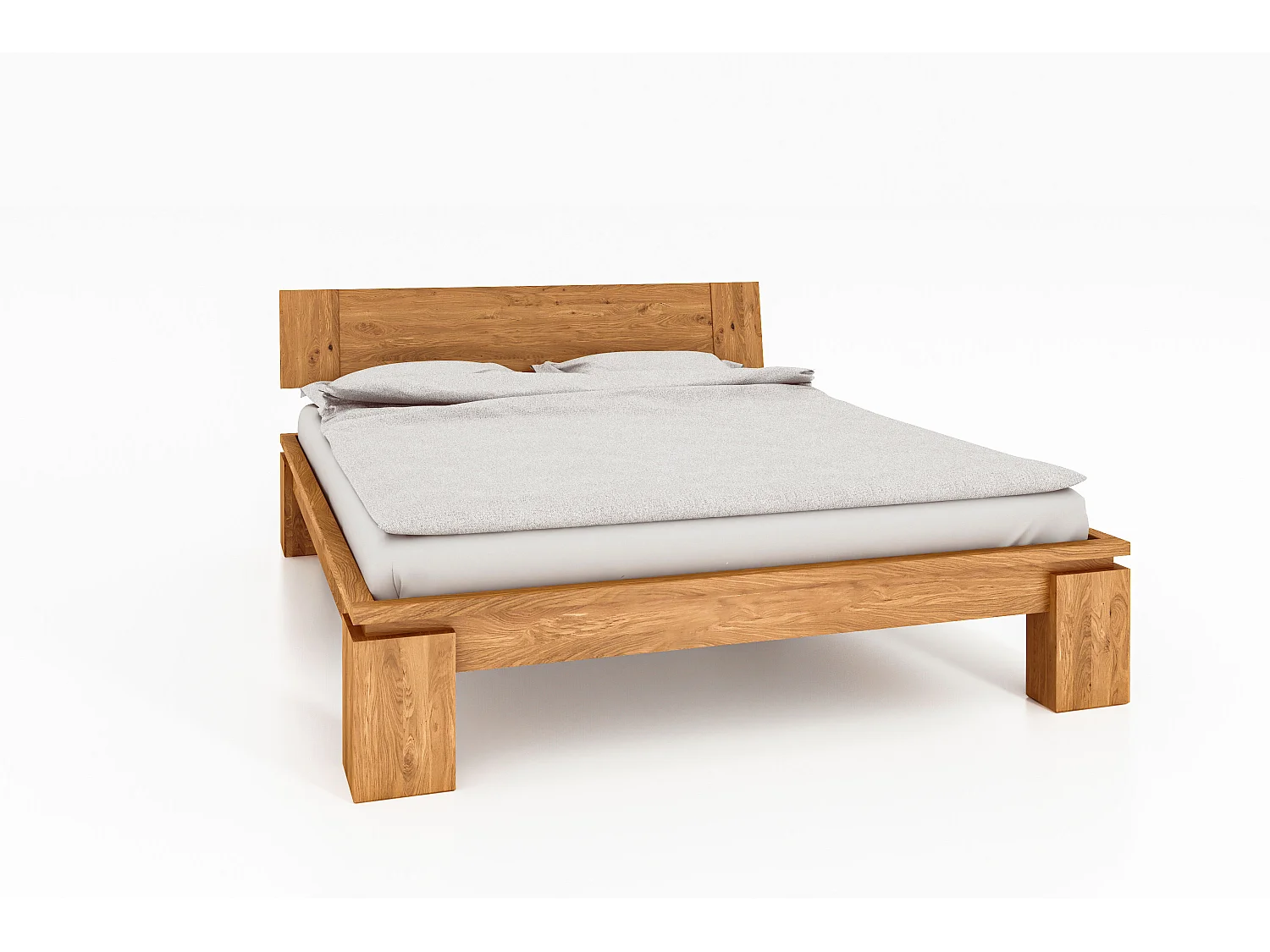 VINCI - Bettgestell mit Holzkopfteil 180 x 200 aus Wildeiche, naturgeölt