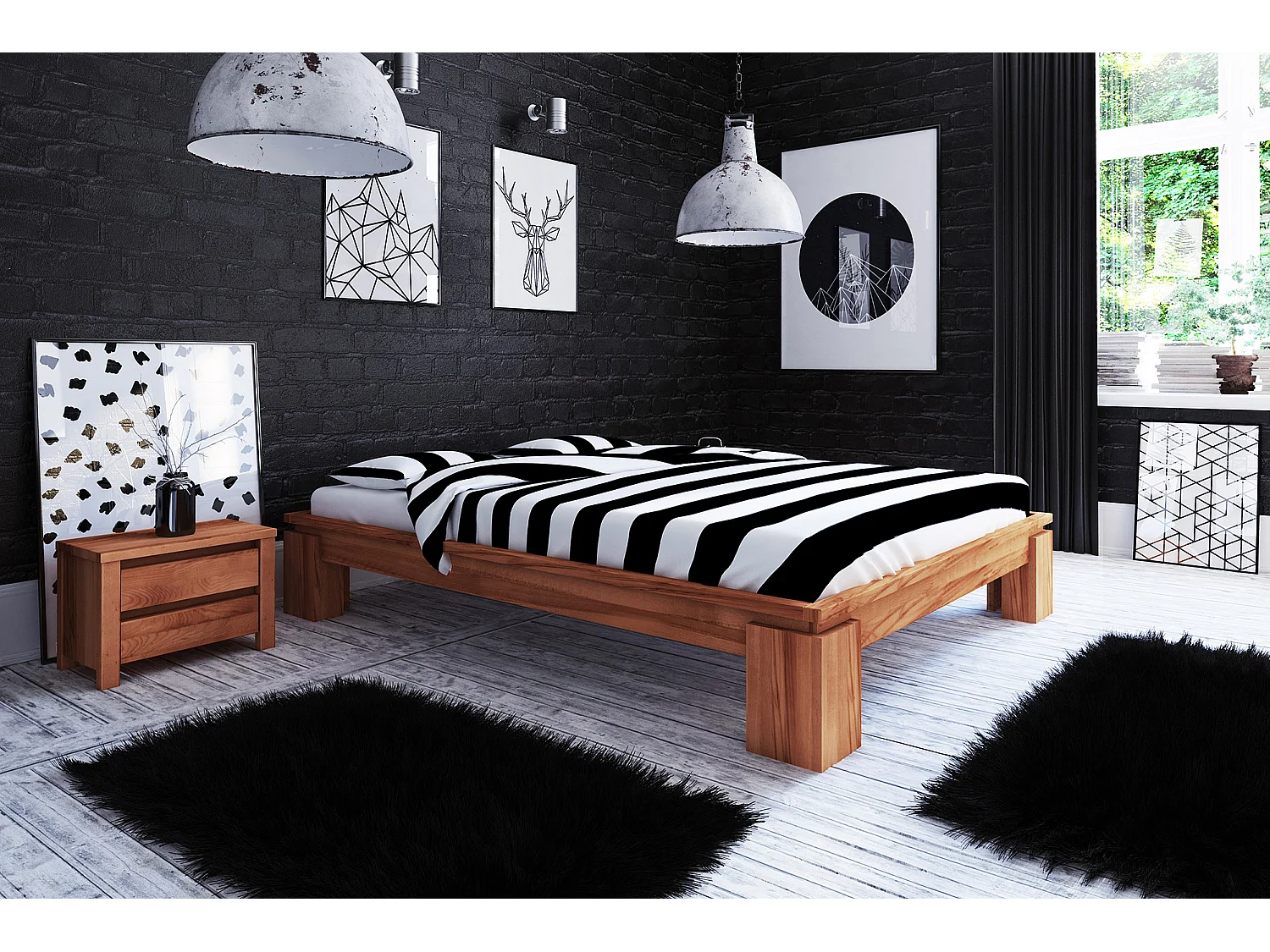 VINCI - Bettgestell ohne kopfteil 160 x 200 aus Kernbuche naturgeölt