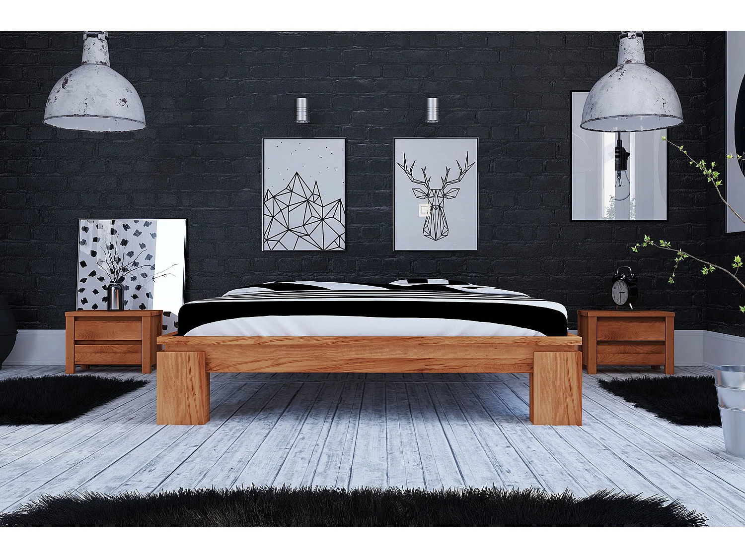 VINCI - Bettgestell ohne kopfteil 160 x 200 aus Kernbuche naturgeölt