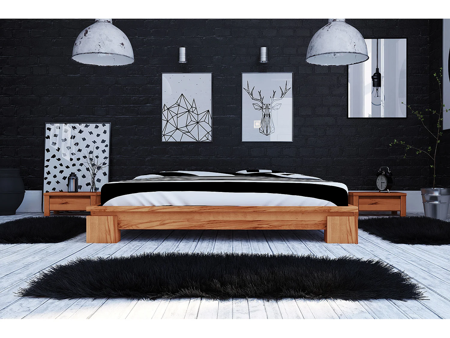 VINCI - Bettgestell ohne kopfteil 180 x 200 aus Kernbuche naturgeölt