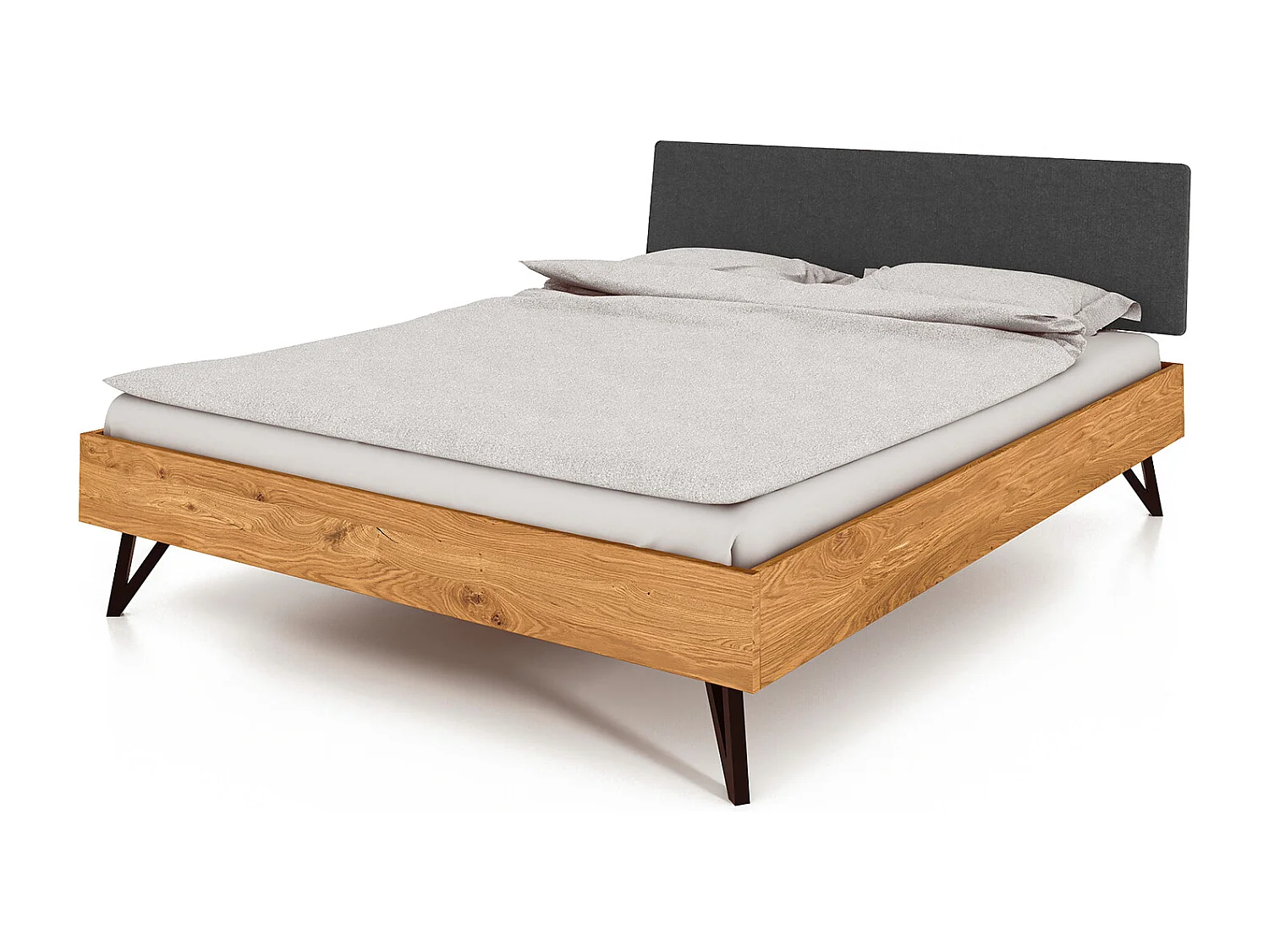 GOLO - Bett mit Polsterkopfteil 120 x 200 aus Wildeiche, naturgeölt