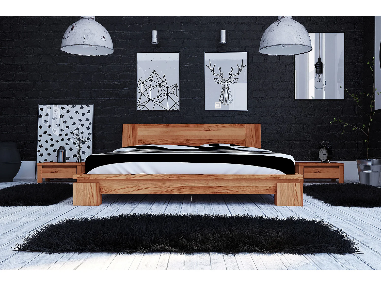 VINCI - Bettgestell mit Holzkopfteil 180 x 200 aus Kernbuche naturgeölt