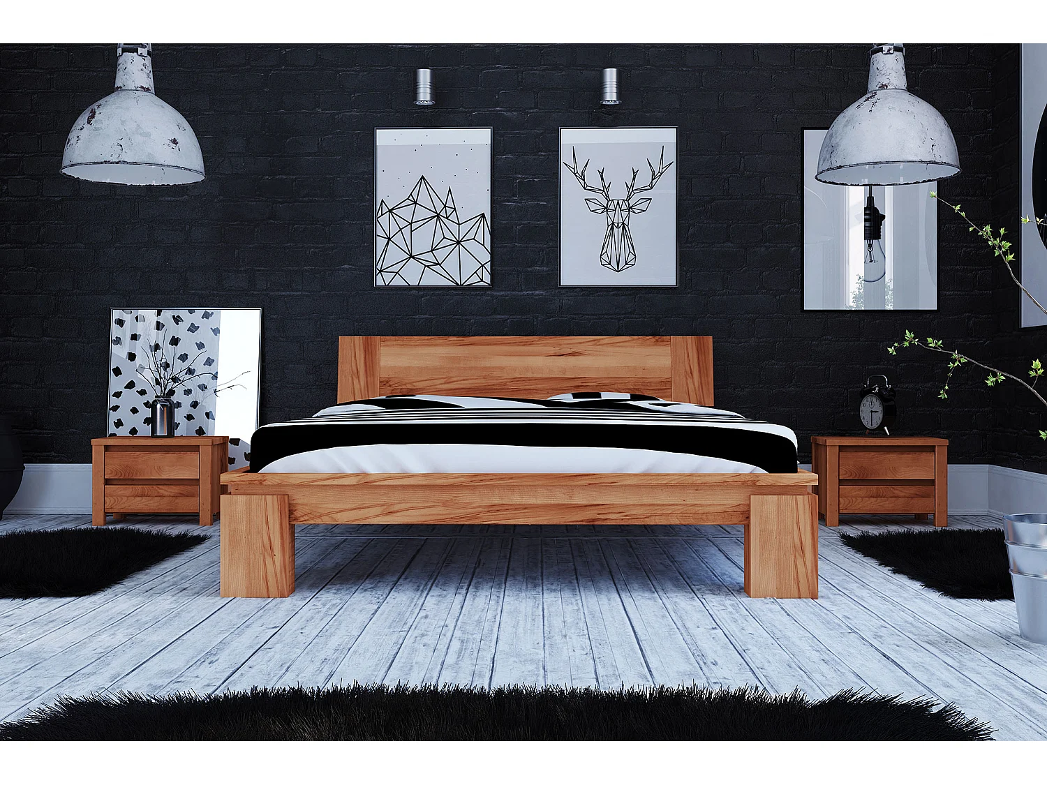 VINCI - Bettgestell mit Holzkopfteil 120 x 200 aus Kernbuche naturgeölt