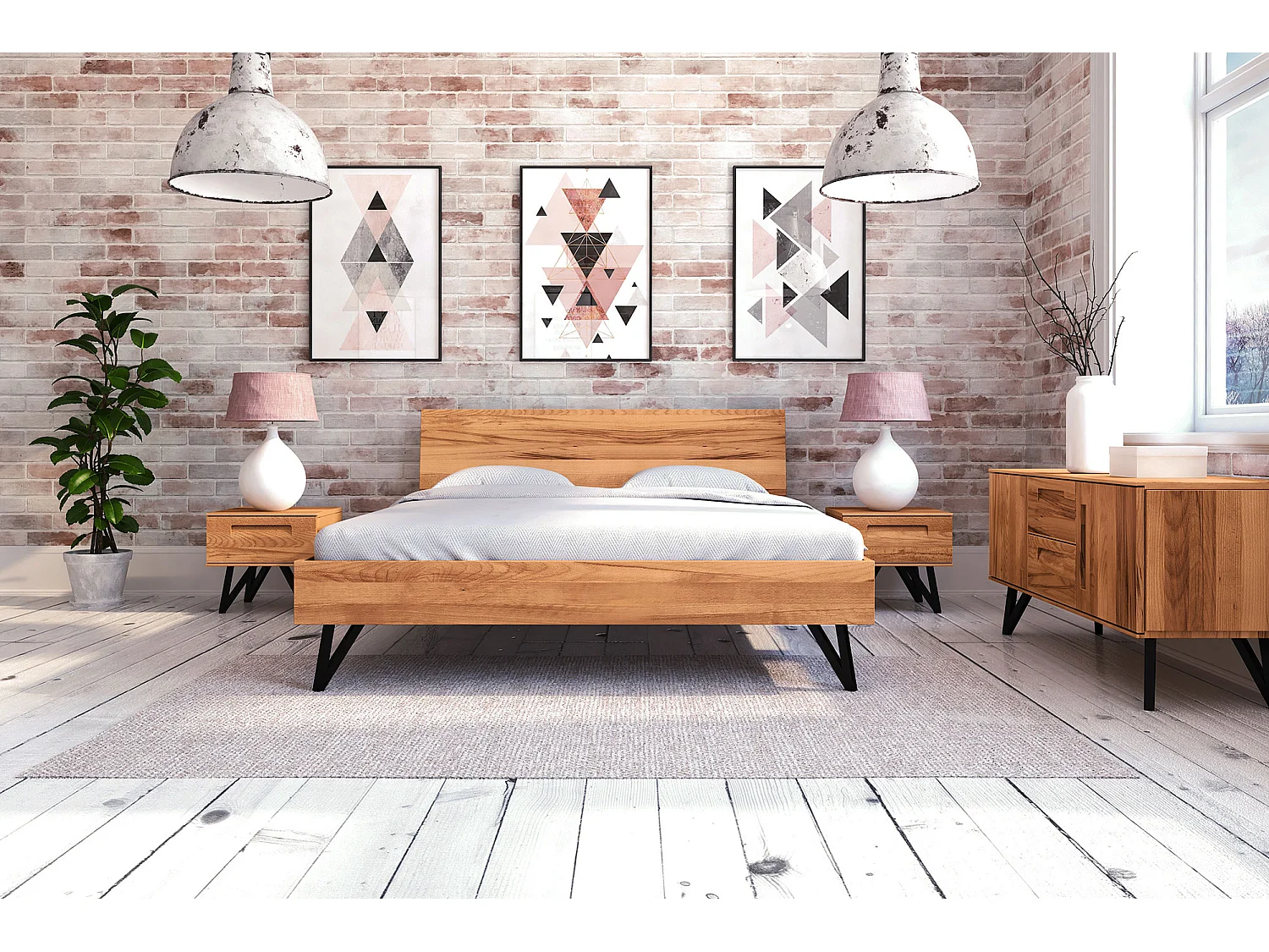 GOLO - Bettgestell mit Holzkopfteil 180 x 200 aus Kernbuche naturgeölt