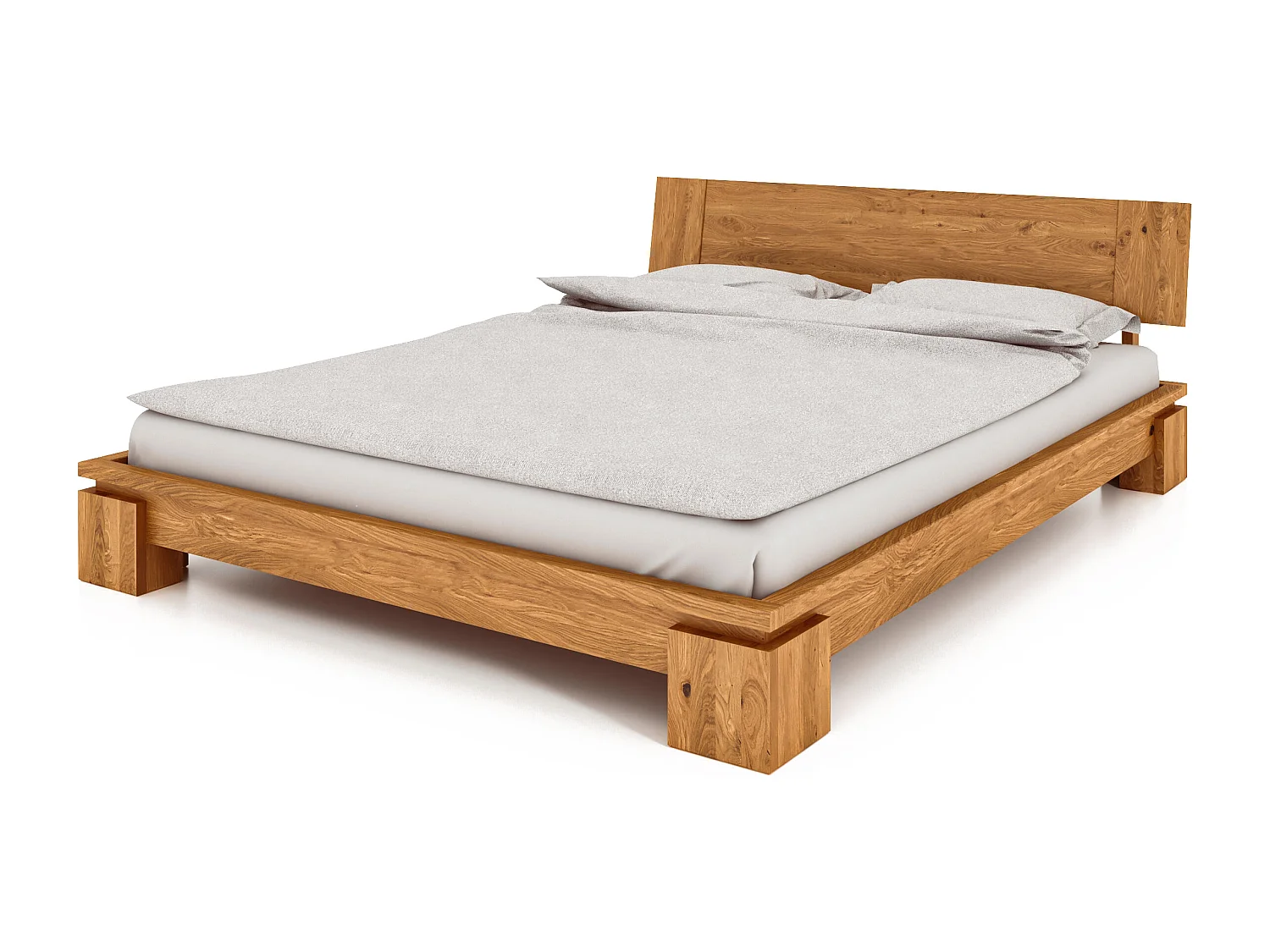 VINCI - Bettgestell mit Holzkopfteil 160 x 200 aus Wildeiche, naturgeölt