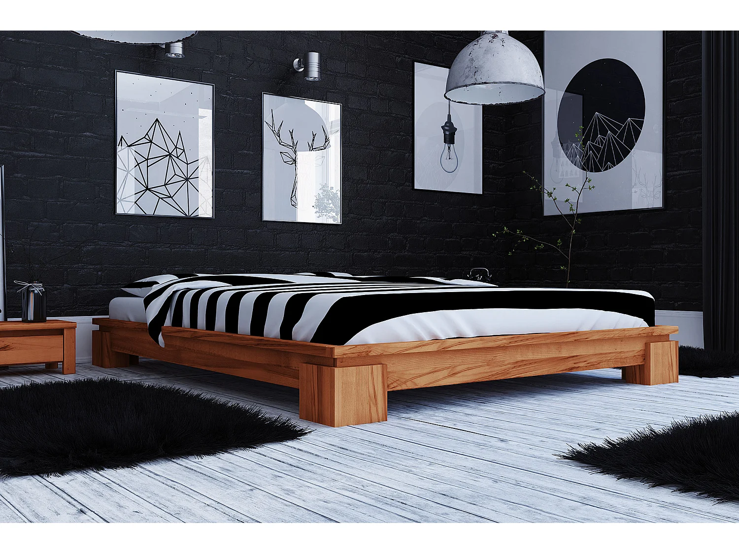 VINCI - Bettgestell ohne kopfteil 120 x 200 aus Kernbuche naturgeölt