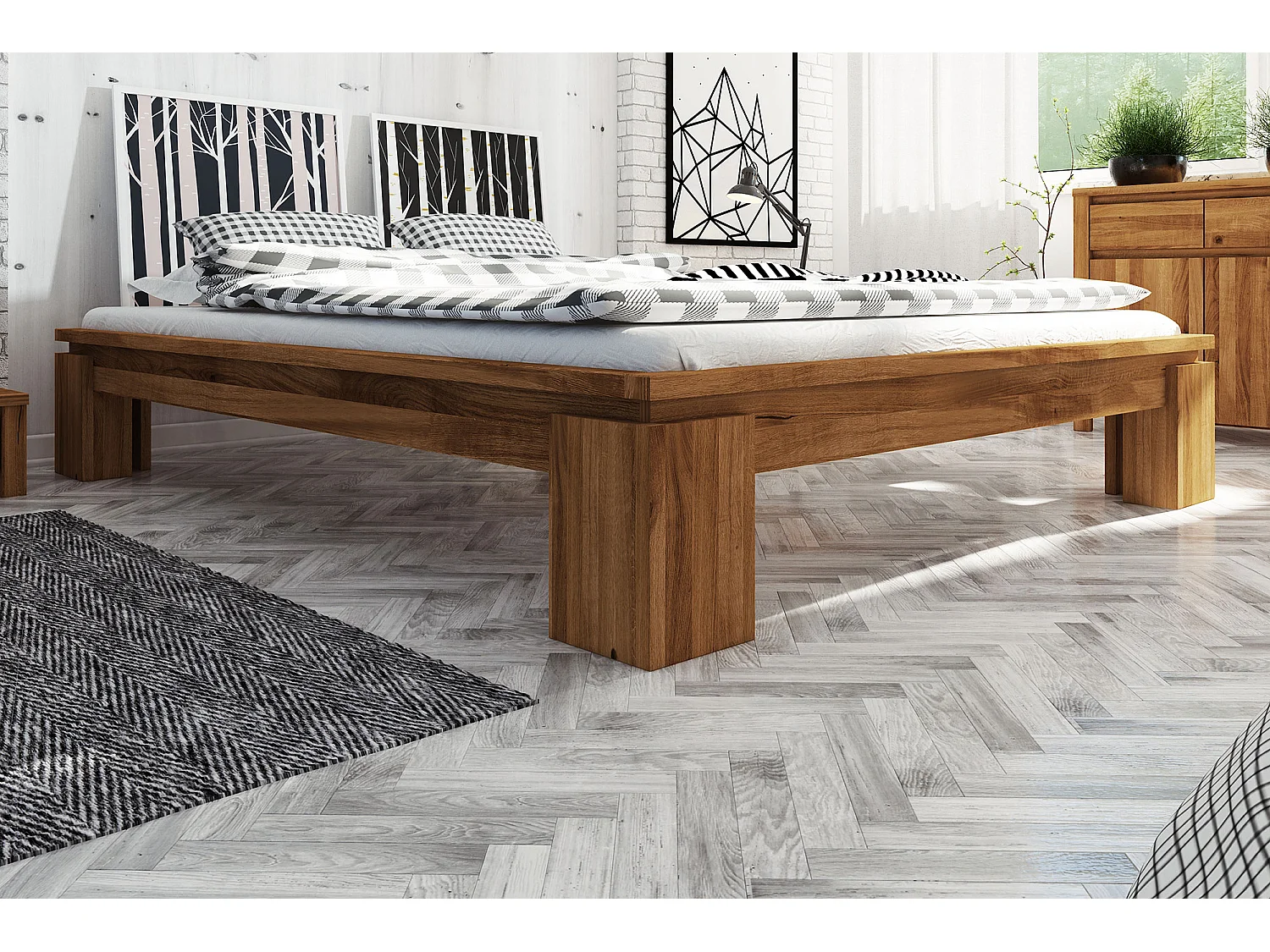 VINCI - Bettgestell ohne kopfteil 120 x 200 aus Wildeiche, naturgeölt