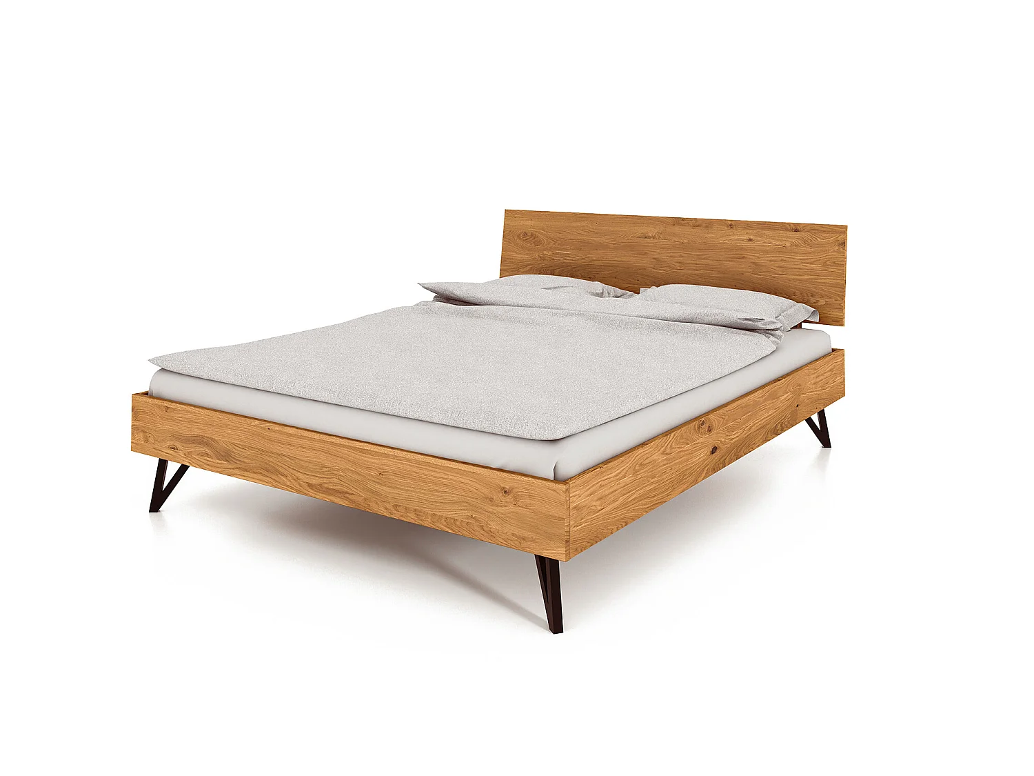 GOLO - Bettgestell mit Holzkopfteil 140 x 200 aus Wildeiche, naturgeölt