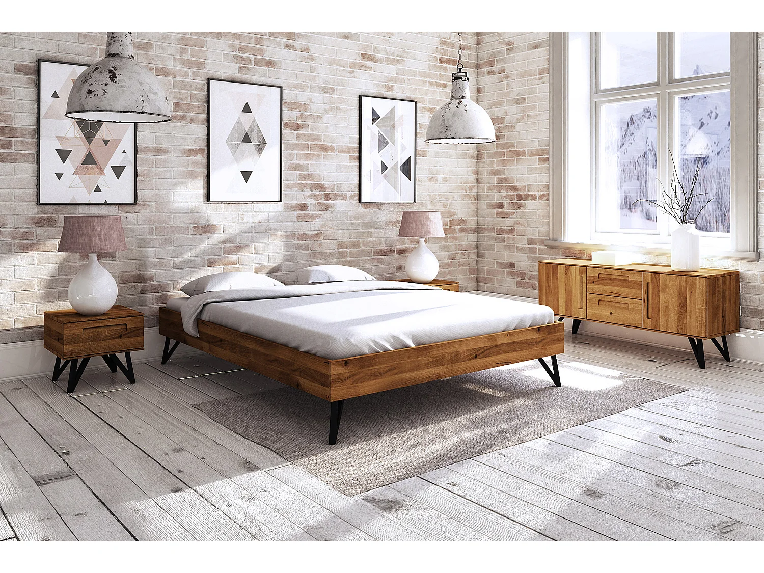 GOLO - Bettgestell 180 x 200 aus Wildeiche, naturgeölt