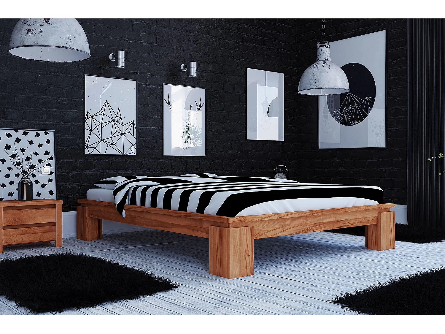 VINCI - Bettgestell ohne kopfteil 120 x 200 aus Kernbuche naturgeölt