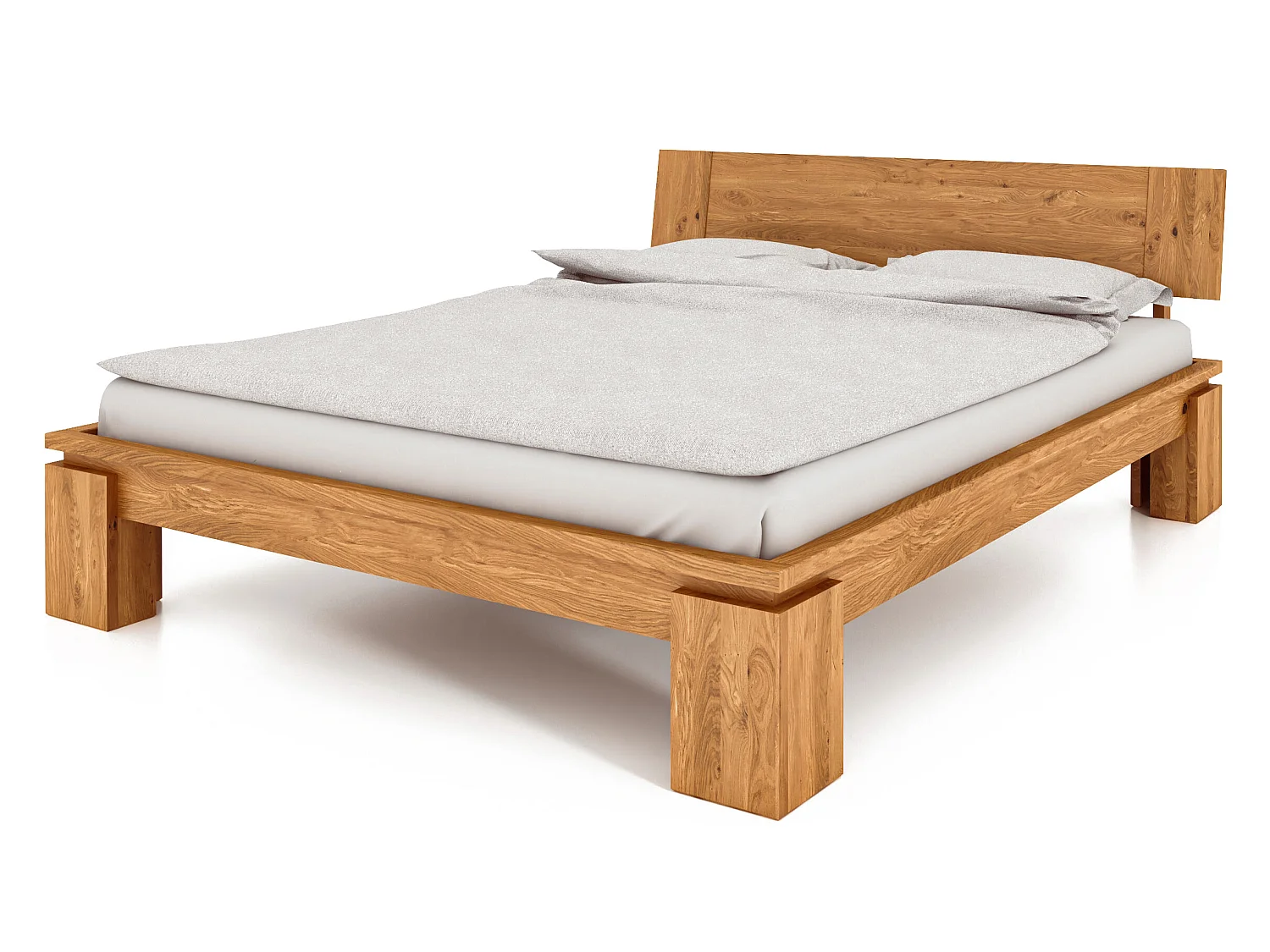 VINCI - Bettgestell mit Holzkopfteil 160 x 200 aus Wildeiche, naturgeölt