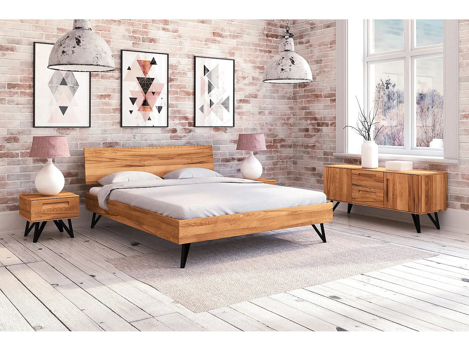 GOLO - Bettgestell mit Holzkopfteil 120 x 200 aus Kernbuche naturgeölt