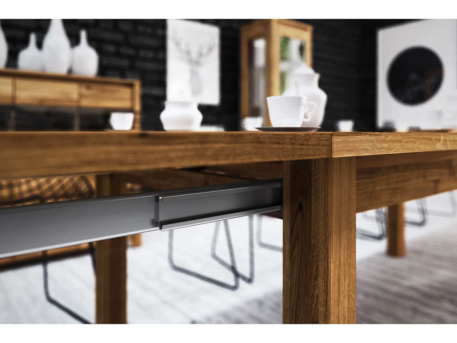 VINCI -Esstisch gefaltet 100 x 200 aus Wildeiche, naturgeölt