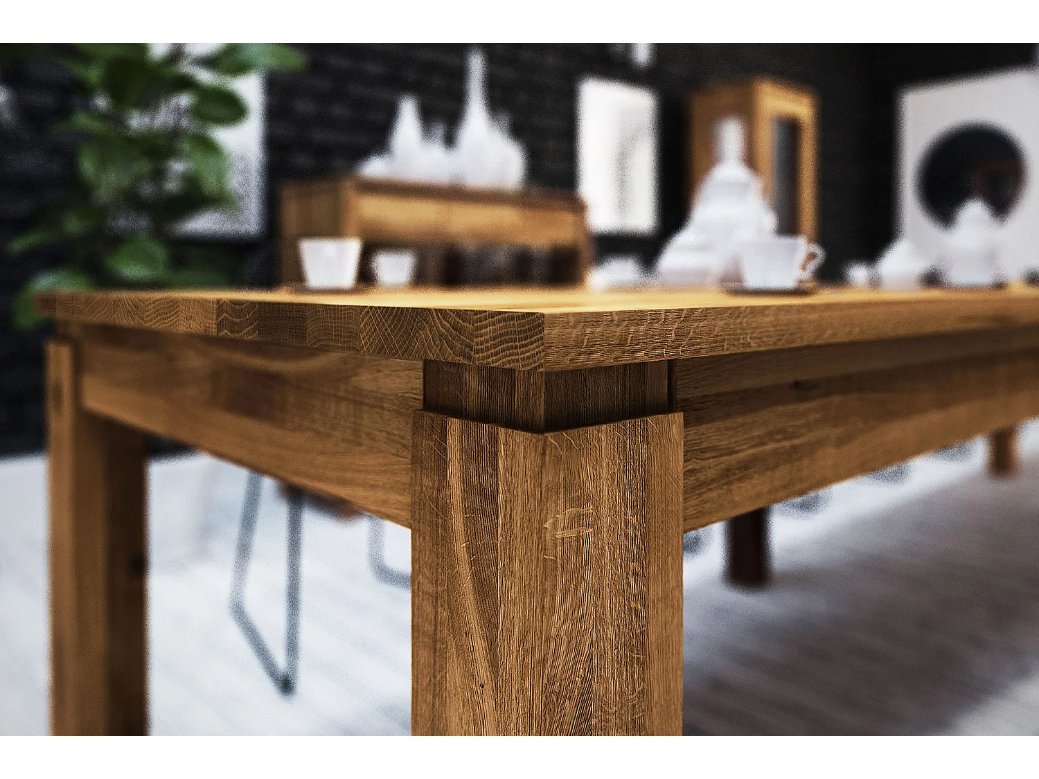 VINCI -Esstisch gefaltet 100 x 200 aus Wildeiche, naturgeölt