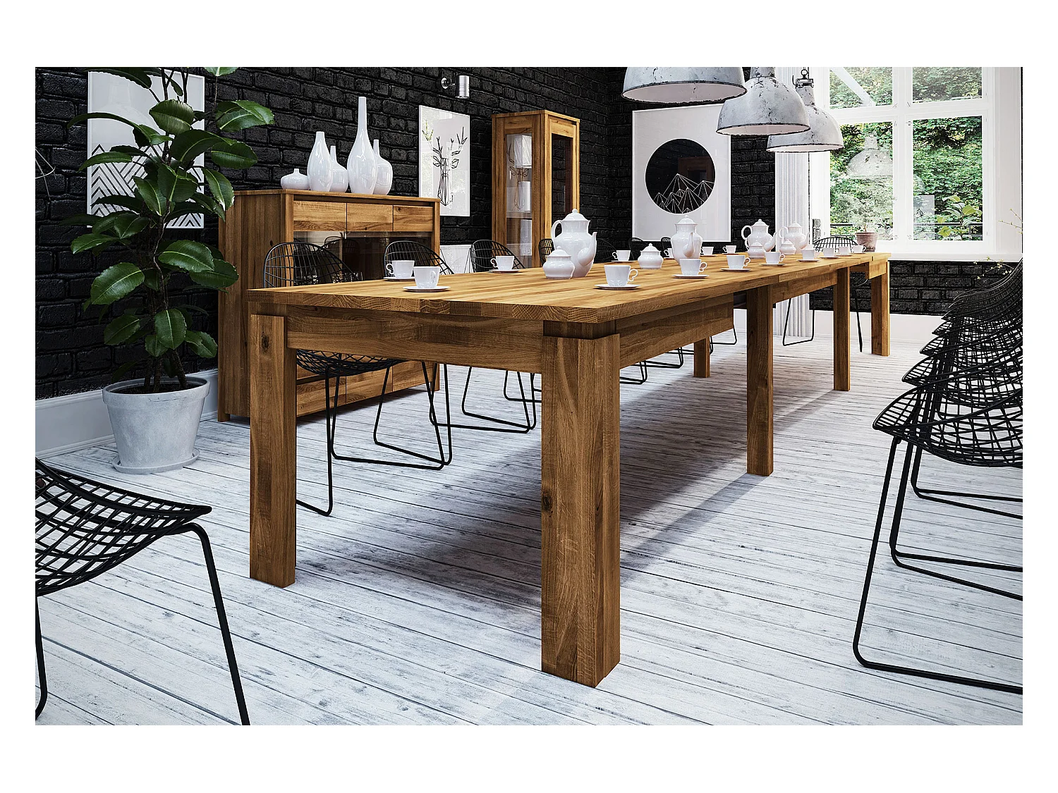 VINCI -Table à manger pliée 100 x 240 en chêne sauvage, huilé naturel