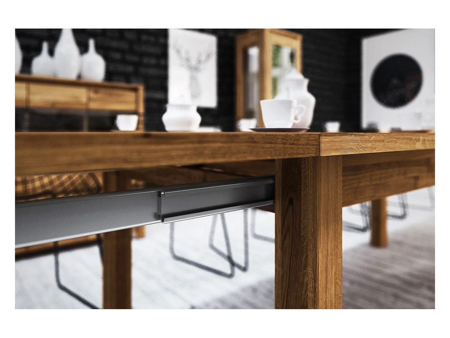 VINCI -Table à manger pliée 100 x 240 en chêne sauvage, huilé naturel