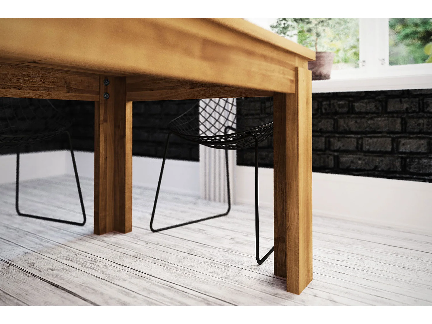 VINCI -Table à manger pliée 100 x 240 en chêne sauvage, huilé naturel