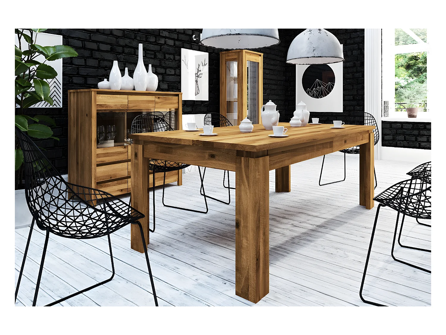 VINCI -Table à manger pliée 100 x 240 en chêne sauvage, huilé naturel