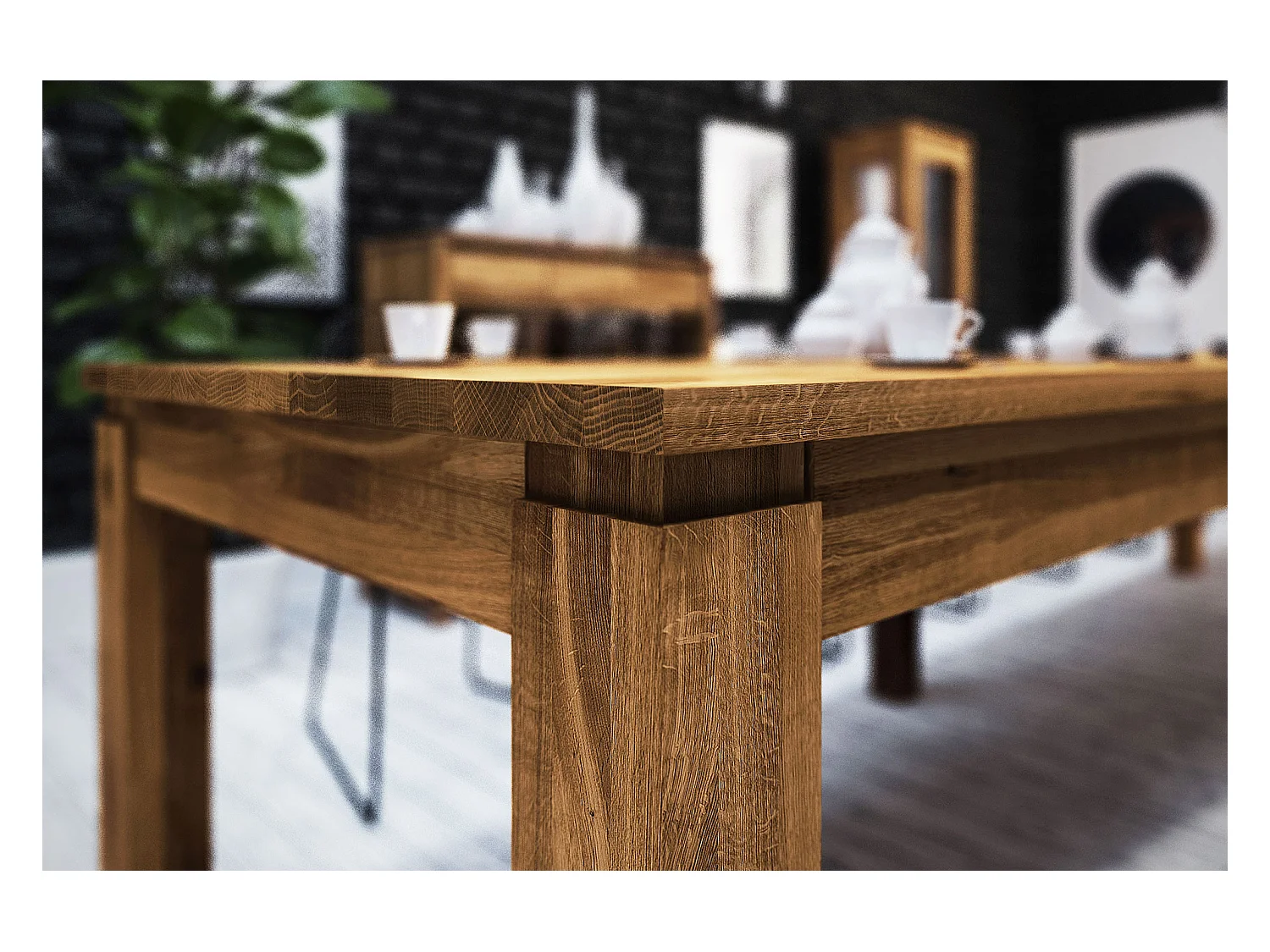 VINCI -Table à manger pliée 100 x 240 en chêne sauvage, huilé naturel