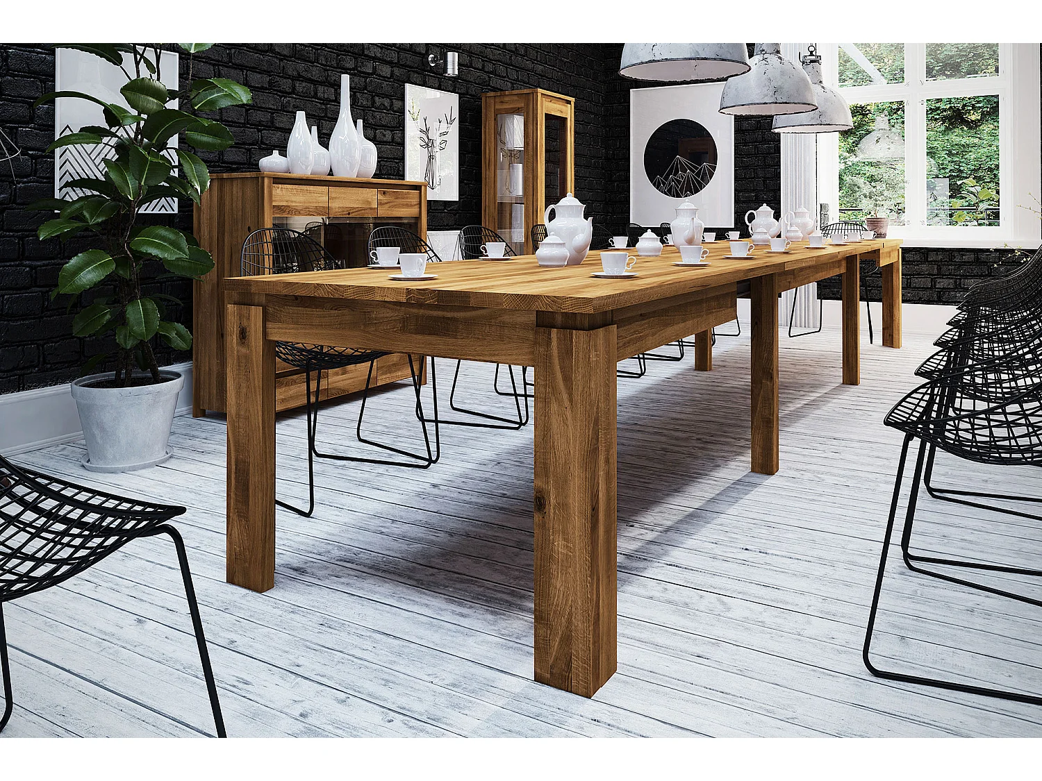 VINCI -Esstisch gefaltet 100 x 240 aus Wildeiche, naturgeölt