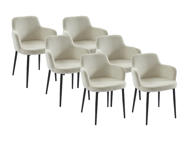 Stuhl 6er-Set - Cord & Metall - Cremefarben - CELOLA  von Pascal MORABITO