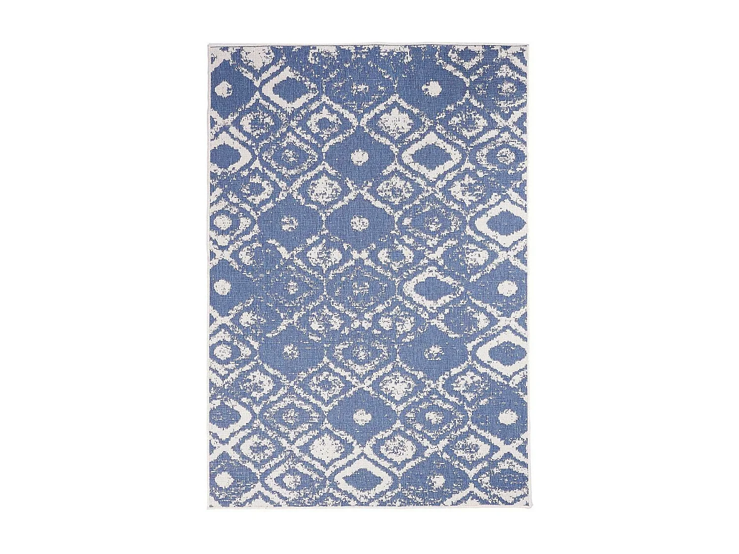 Tapis extérieur, kilim reversible 160x230 LYN2 BD REVERSIBLE bleu et crème