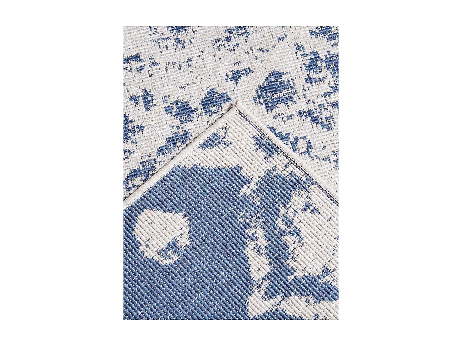 Tapis extérieur, kilim reversible 160x230 LYN2 BD REVERSIBLE bleu et crème