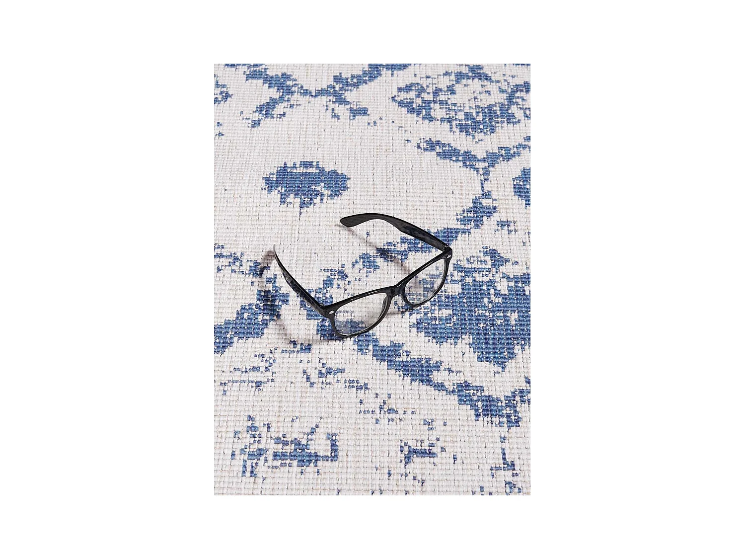 Tapis extérieur, kilim reversible 160x230 LYN2 BD REVERSIBLE bleu et crème