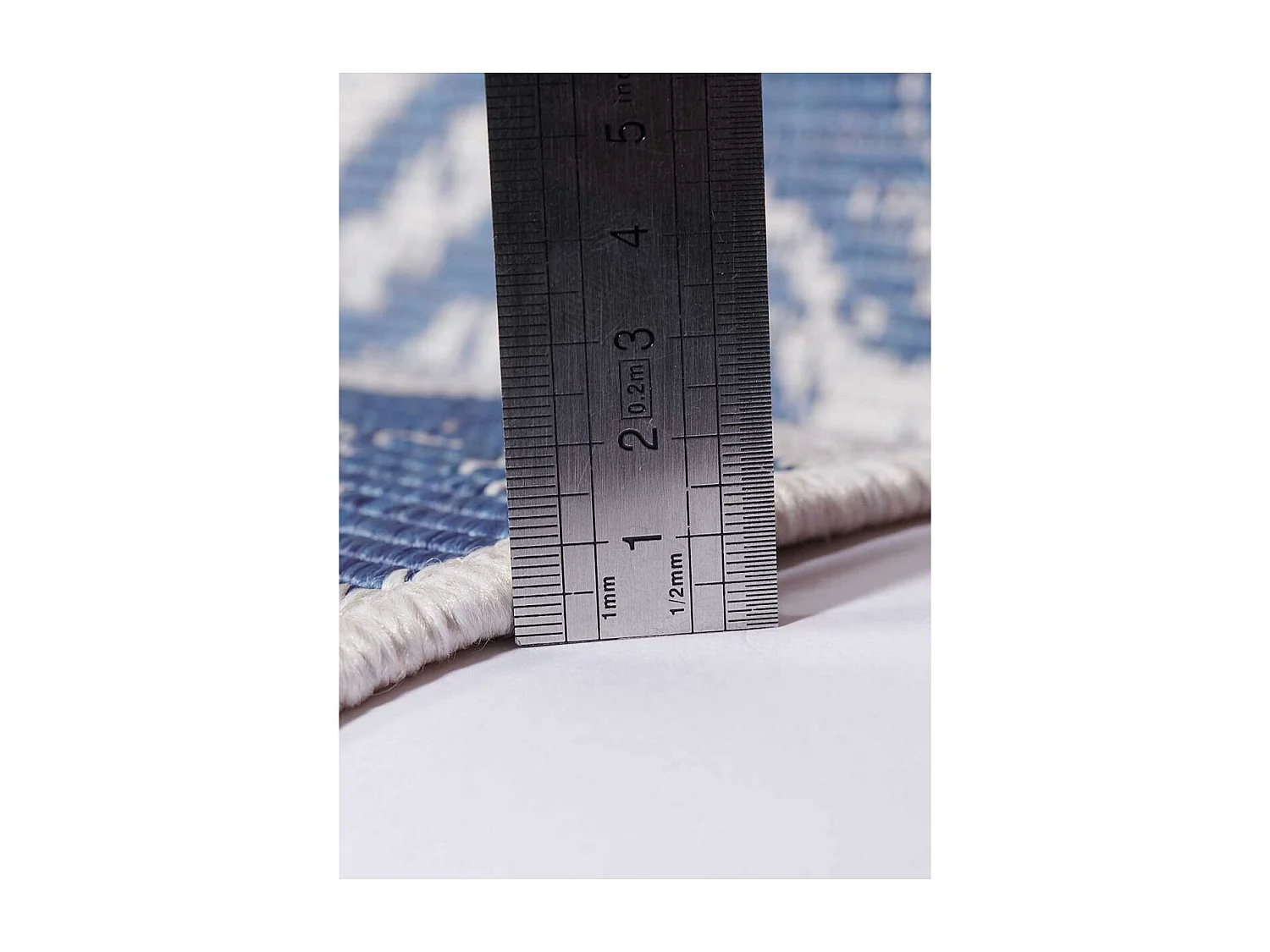 Tapis extérieur, kilim reversible 160x230 LYN2 BD REVERSIBLE bleu et crème