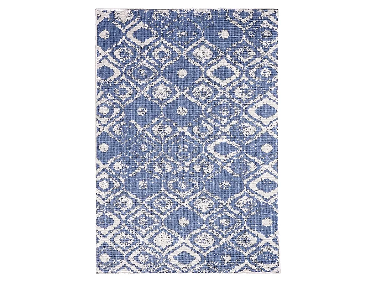 Tapis extérieur, kilim reversible 160x230 LYN2 BD REVERSIBLE bleu et crème