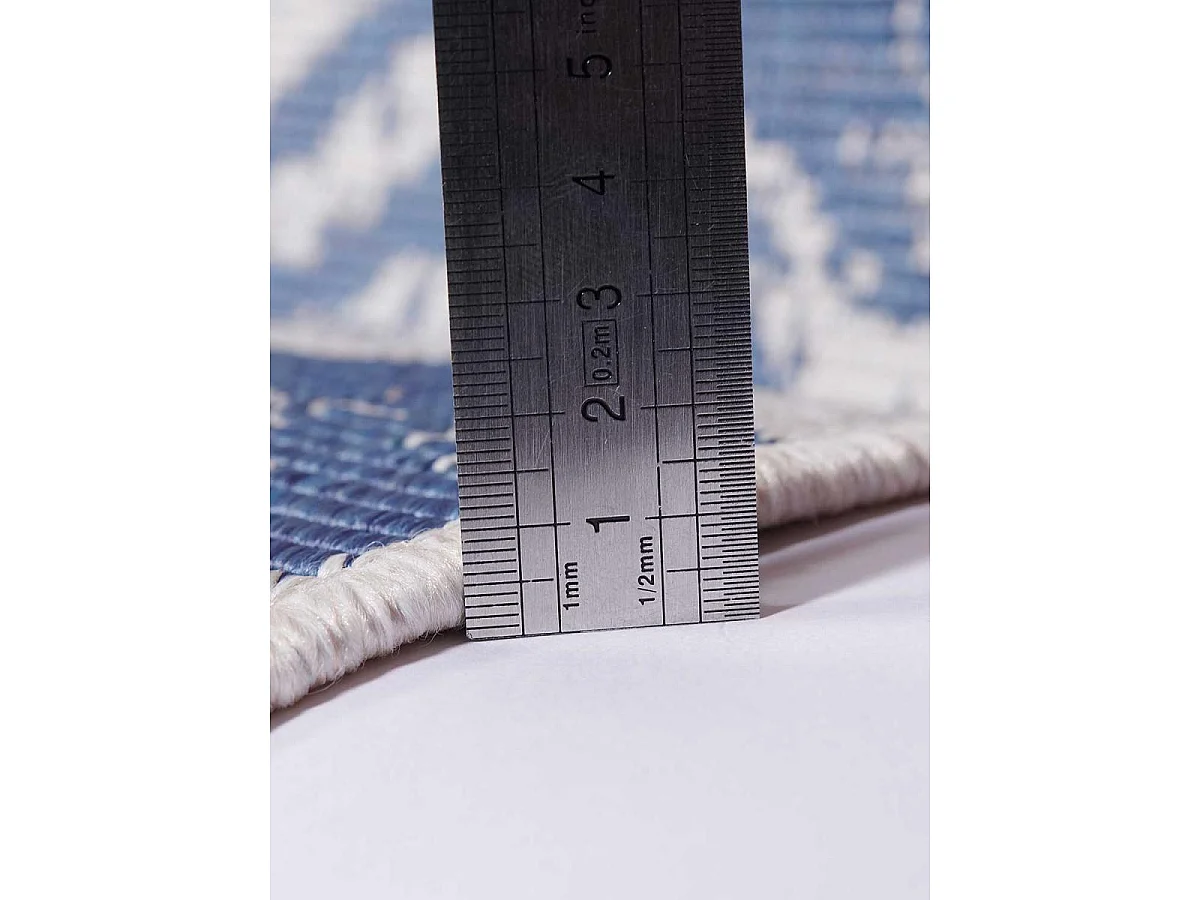 Tapis extérieur, kilim reversible 160x230 LYN2 BD REVERSIBLE bleu et crème