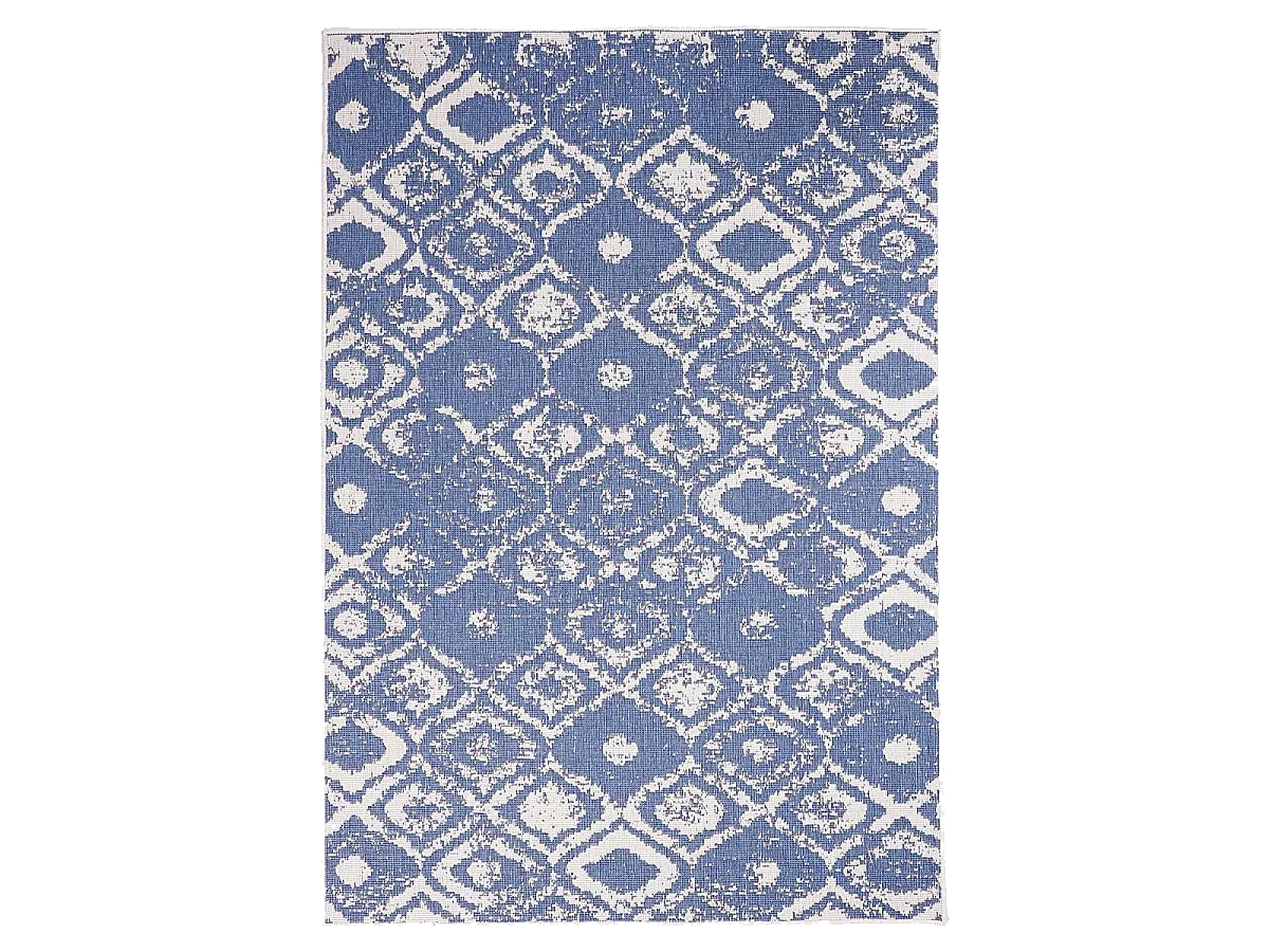 Tappeto da esterno, kilim reversibile 160x230 EX1 SAM blu e crema