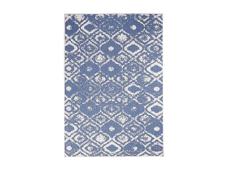 Tapis extérieur, kilim reversible 160x230 LYN2 BD REVERSIBLE bleu et crème