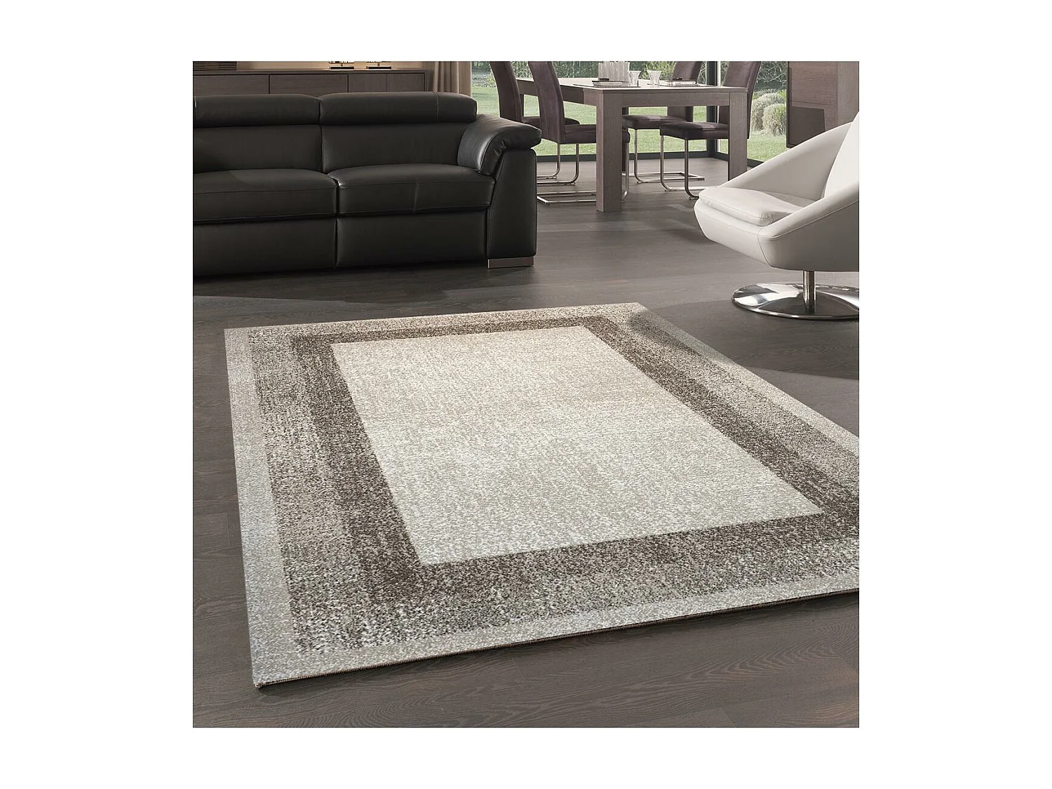 tapis chambre 80x150 tissé crème rectangle motif simple CHESTER
