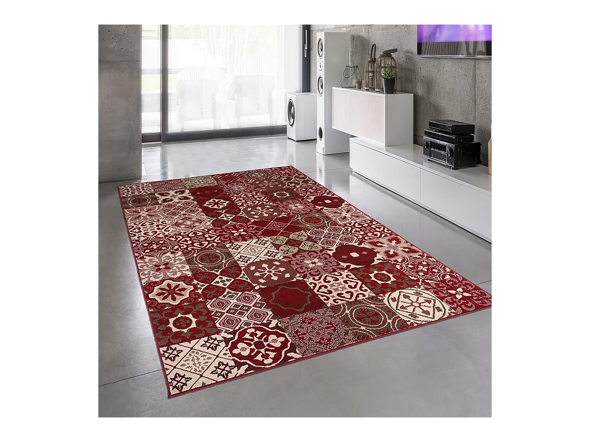 tapis chambre 80x150 tissé rouge rectangle AF2 FAIAN