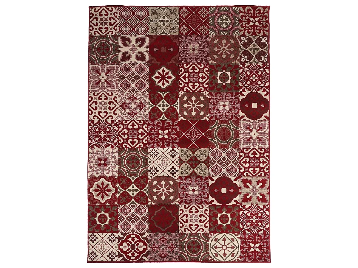 tapis chambre 80x150 tissé rouge rectangle AF2 FAIAN