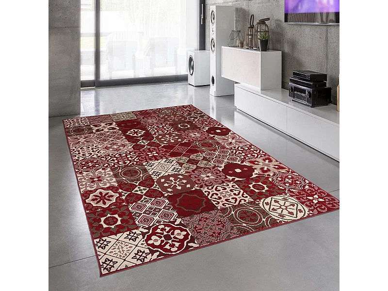 tapis chambre 80x150 tissé rouge rectangle AF2 FAIAN