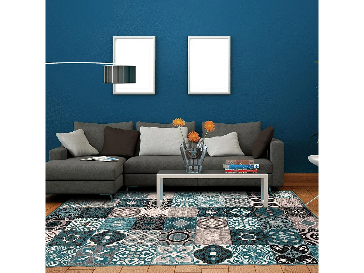 tapis chambre 60x110 tissé vert d'eau rectangle LYN1 FAIAN