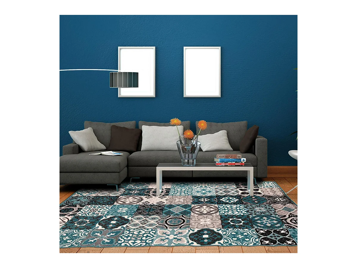 tapis chambre 60x110 tissé vert d'eau rectangle LYN1 FAIAN