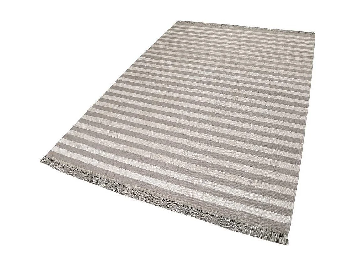 tapis salon 160x230 fait main en chanvre taupe rectangle motif géométrique NOBI