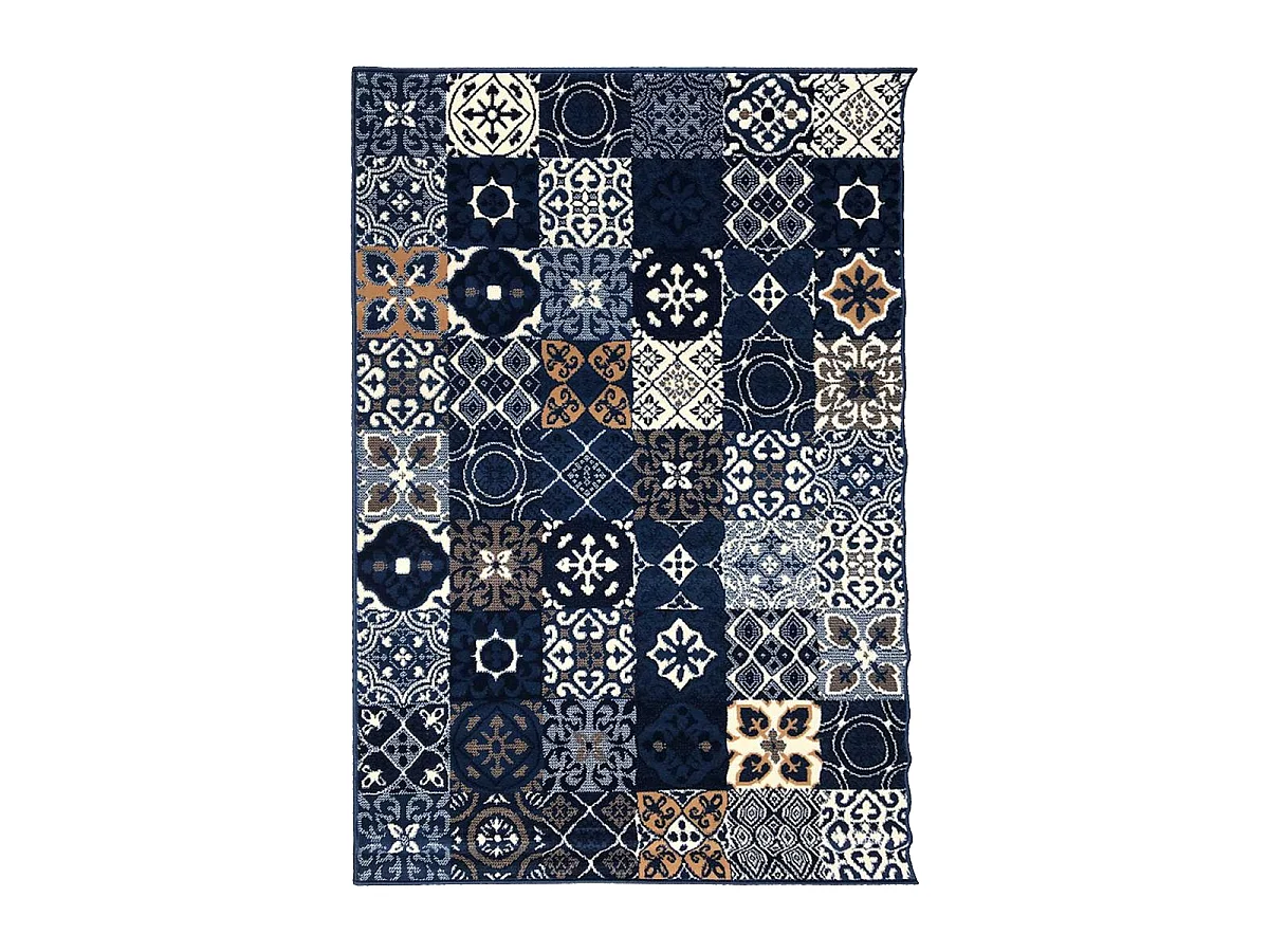 tapis chambre 60x110 tissé bleu foncé rectangle LYN1 FAIAN