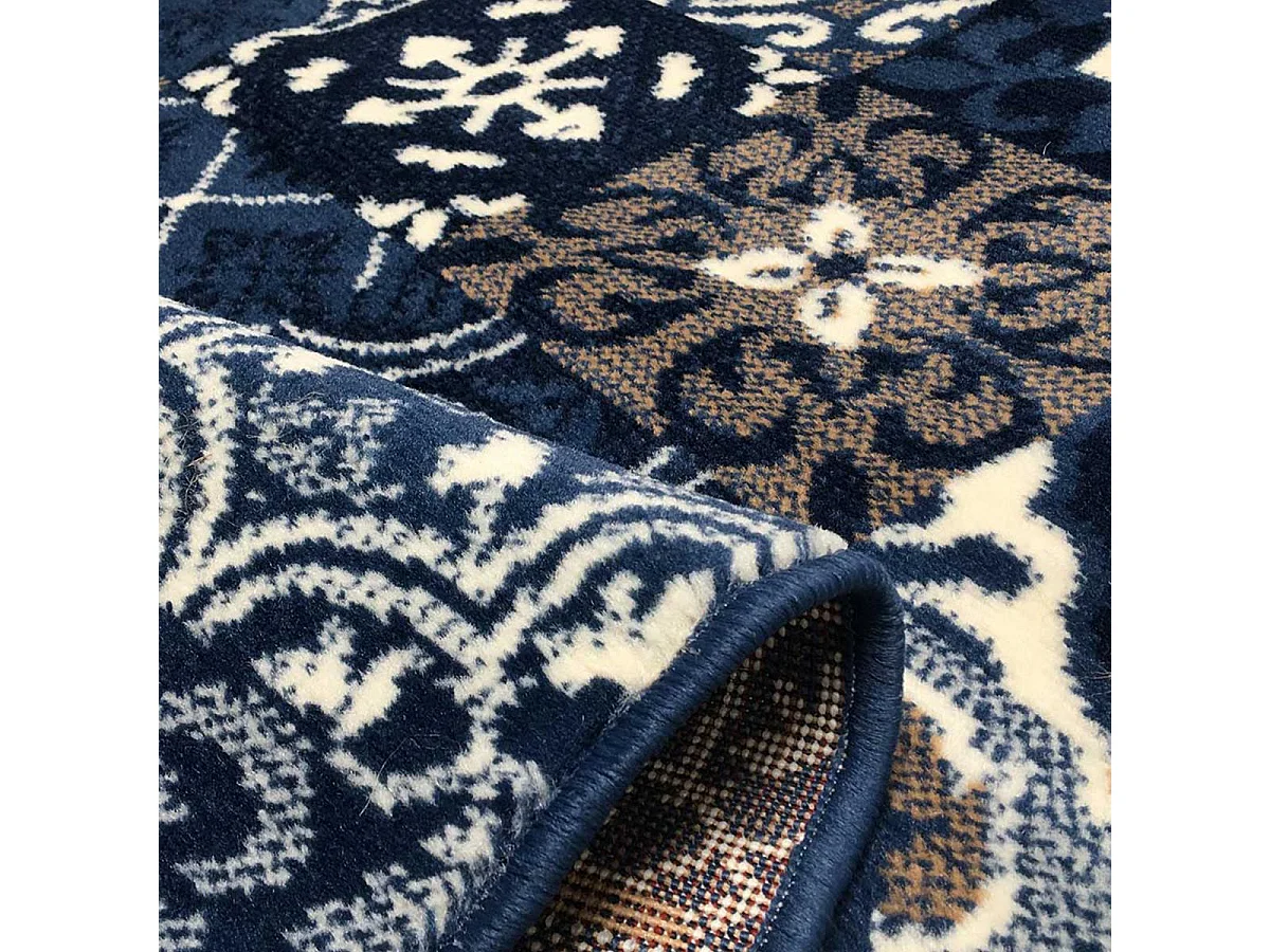 tapis chambre 60x110 tissé bleu foncé rectangle LYN1 FAIAN