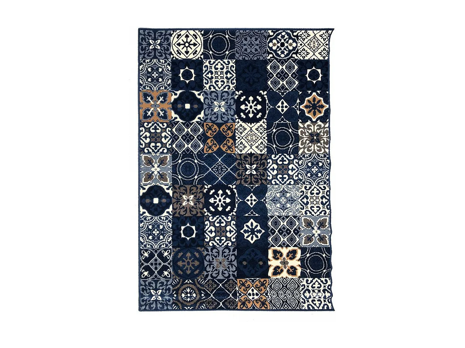 tapis chambre 60x110 tissé bleu foncé rectangle LYN1 FAIAN