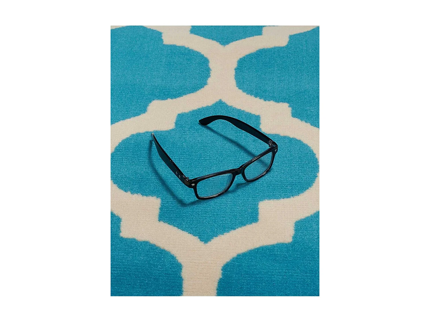 tapis chambre 60x110 tissé bleu rectangle motif géométrique LYN1 STYLE