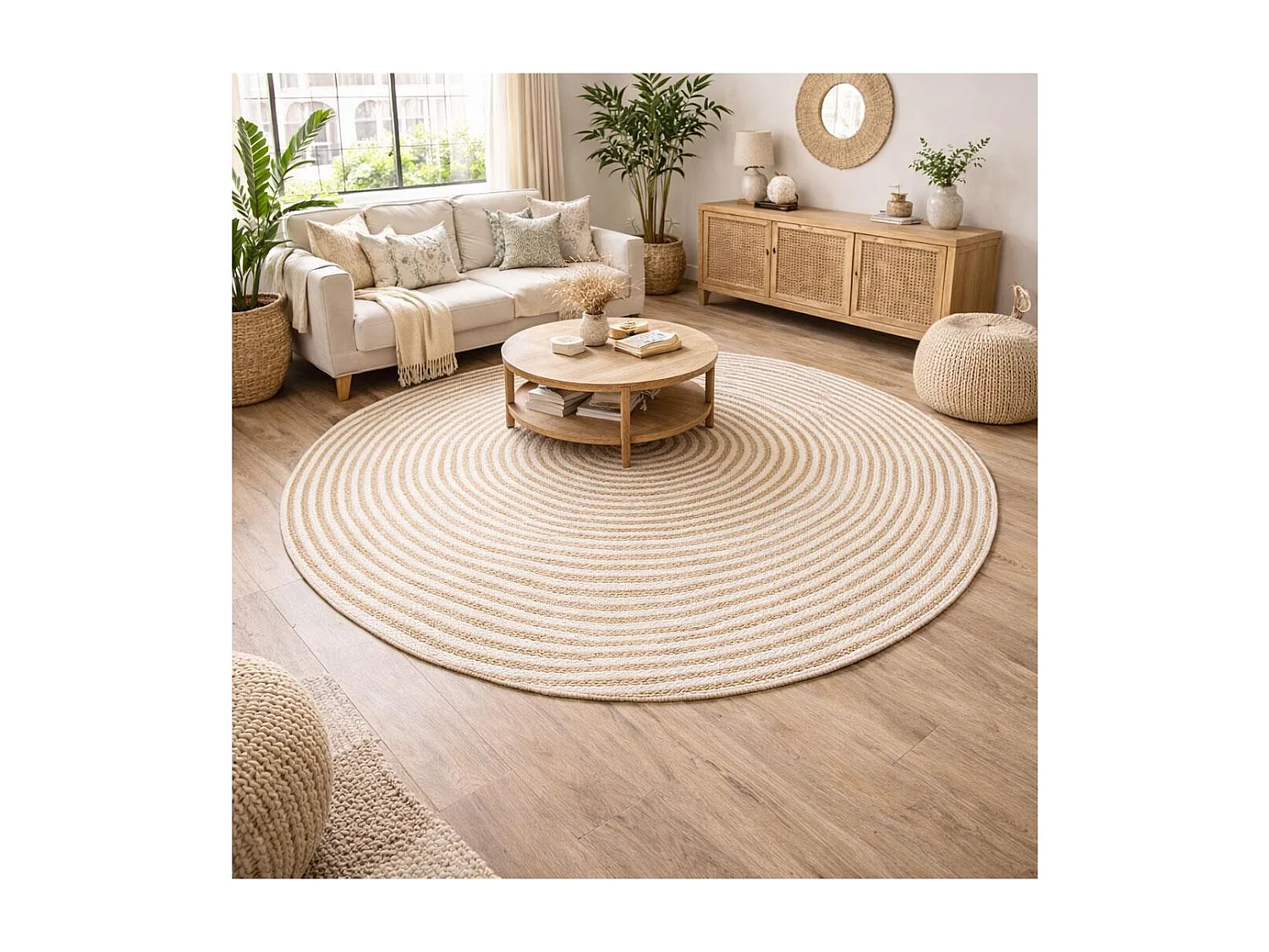 Tappeto rotondo Ø150cm fatto a mano in iuta modello semplice per camera SPIRALTRY