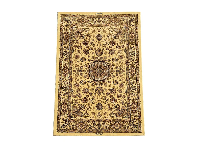 Tapis oriental 120x170 rectangle beige tissé motif ancestral AKLIM