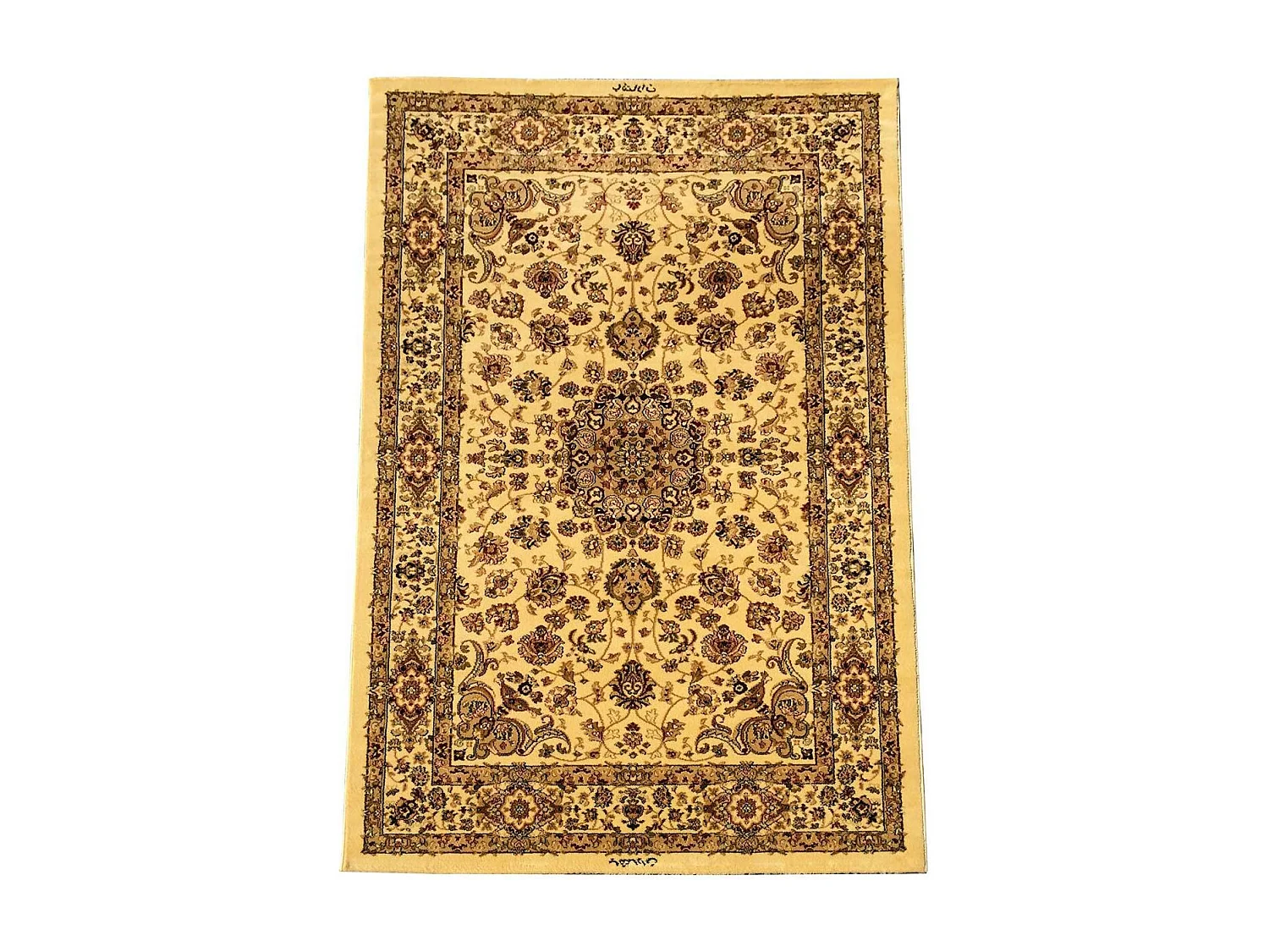 Tapis oriental 120x170 rectangle beige tissé motif ancestral AKLIM