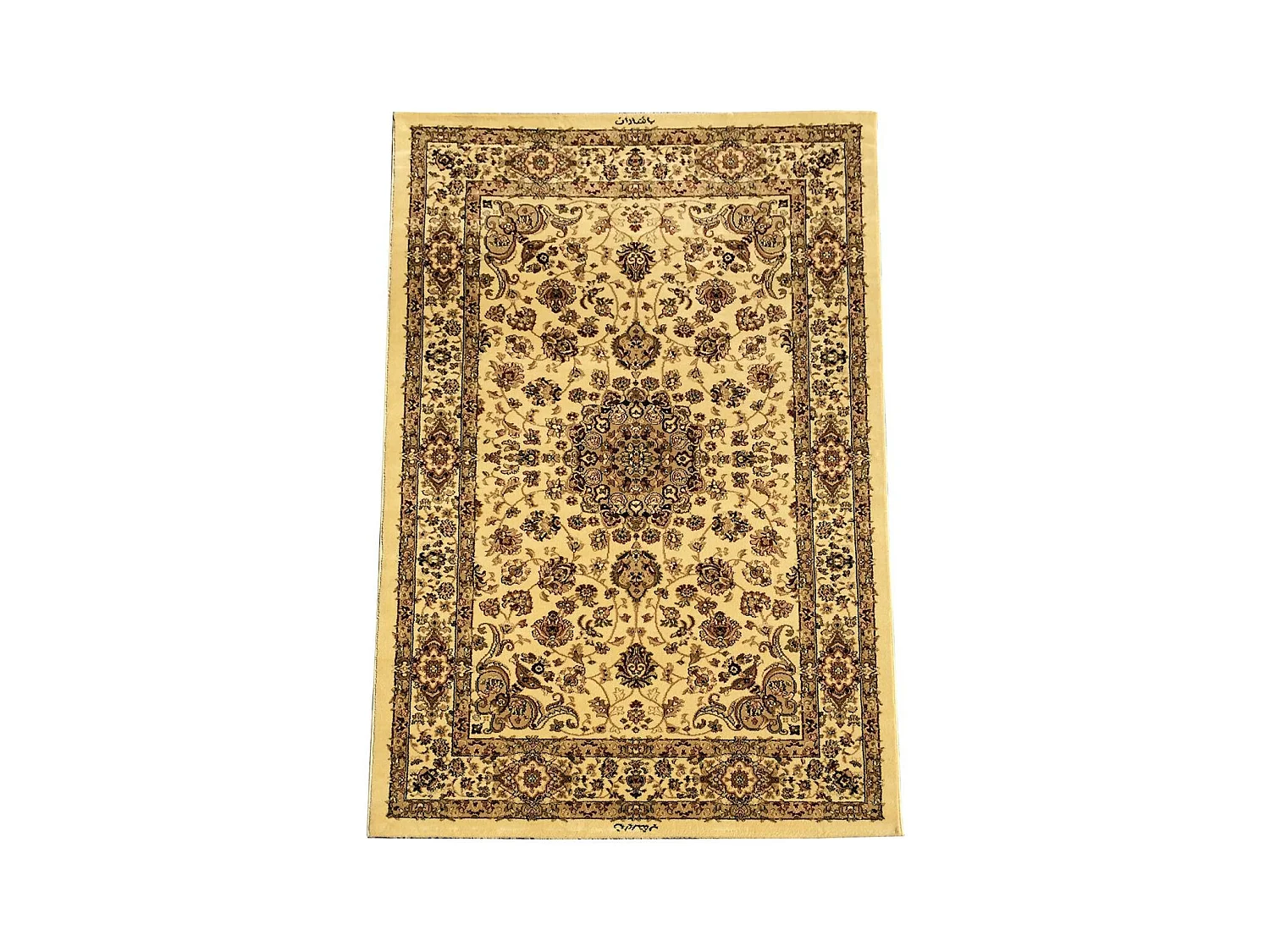Tapis oriental 120x170 rectangle beige tissé motif ancestral AKLIM