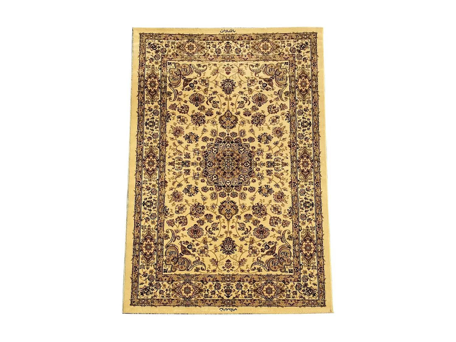 Tapis oriental 120x170 rectangle beige tissé motif ancestral AKLIM