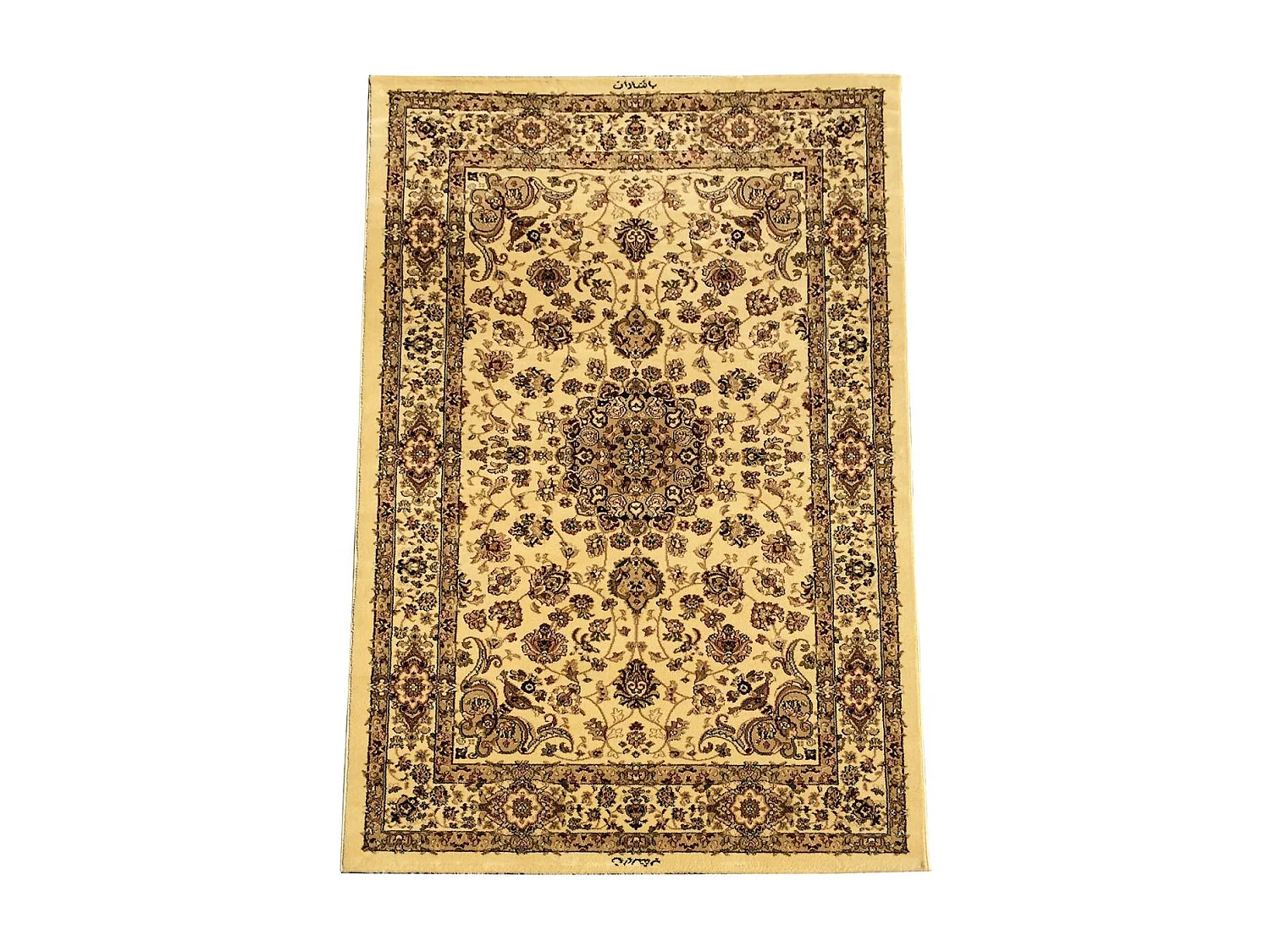 Tapis oriental 120x170 rectangle beige tissé motif ancestral AKLIM